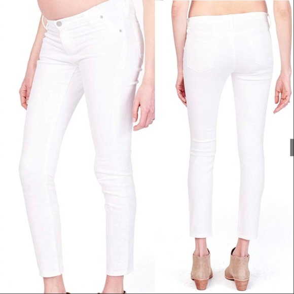Ingrid and Isabel Maternity Skinny Jeans White Elastic Inset Panel NWT - Picture 1 of 4